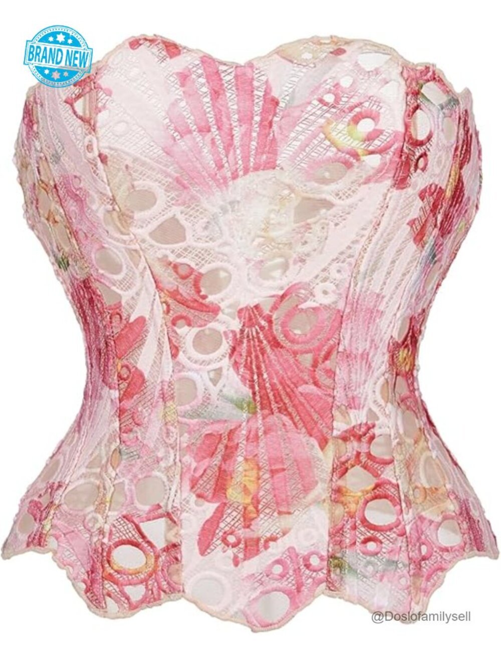 Overbust Corset Top with Boning - Sweetheart Lace Up Shapewear